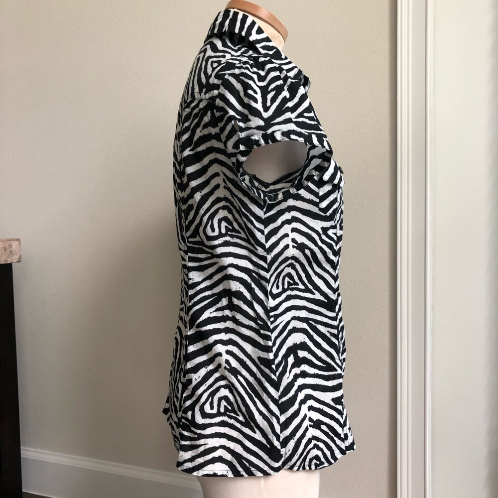 Michael Kors Zebra Print Button Down Career Shirt - Picture 3 of 10